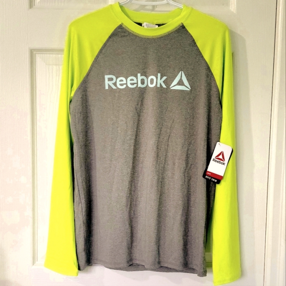 NEW! Reebok Boys' Swim Long Sleeve Raglan Rash Guard Top Size XL